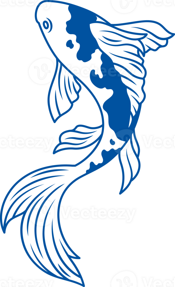 Tropical fish Koi from carp family, grown in people republic of China. Hand drawn. png