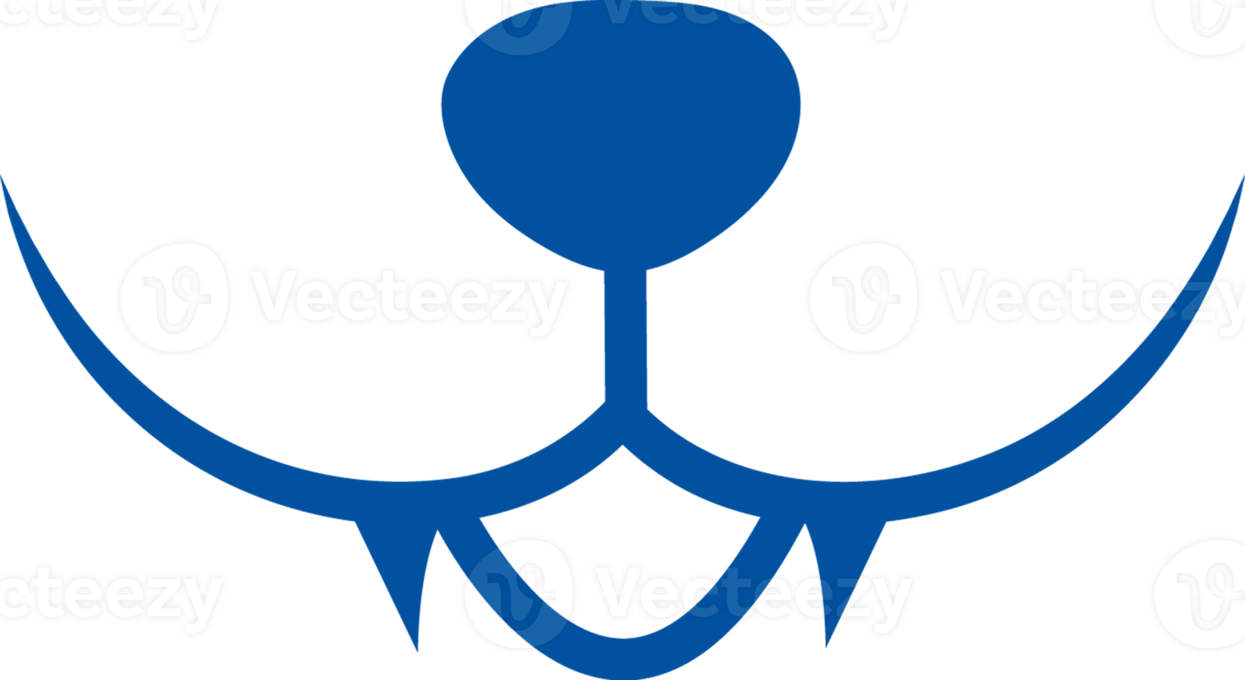 Fragment of muzzle of funny animal sticking out tongue between two sharp fangs. Hand drawn. png