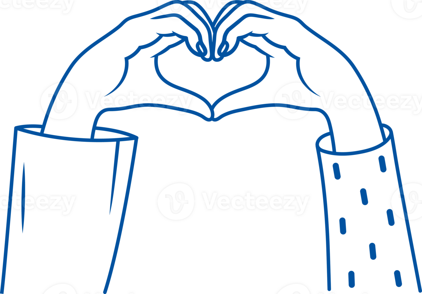 Heart gesture is made by two people at same time, joining fingers and feeling unity. Hand drawn. png