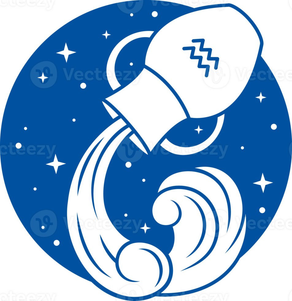 Zodiac sign aquarius according to eastern horoscope, from element of air and influence planet Uranus png
