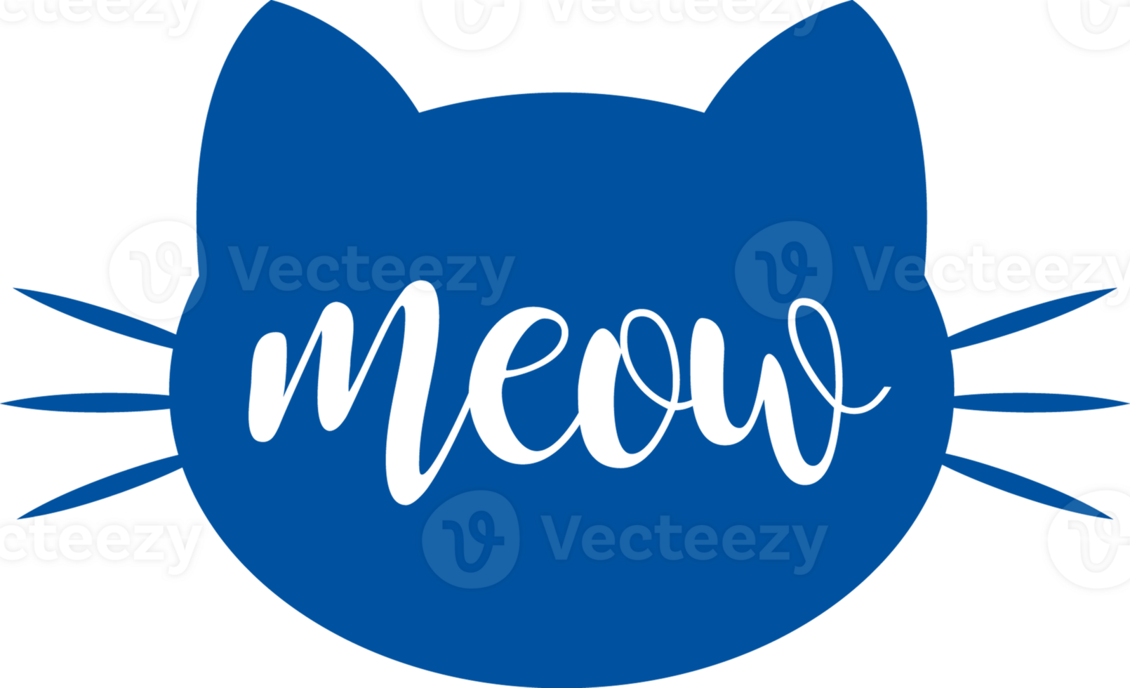 Face of cat talking meow with mustache, for logo of hotel for fostering pets. Hand drawn. png