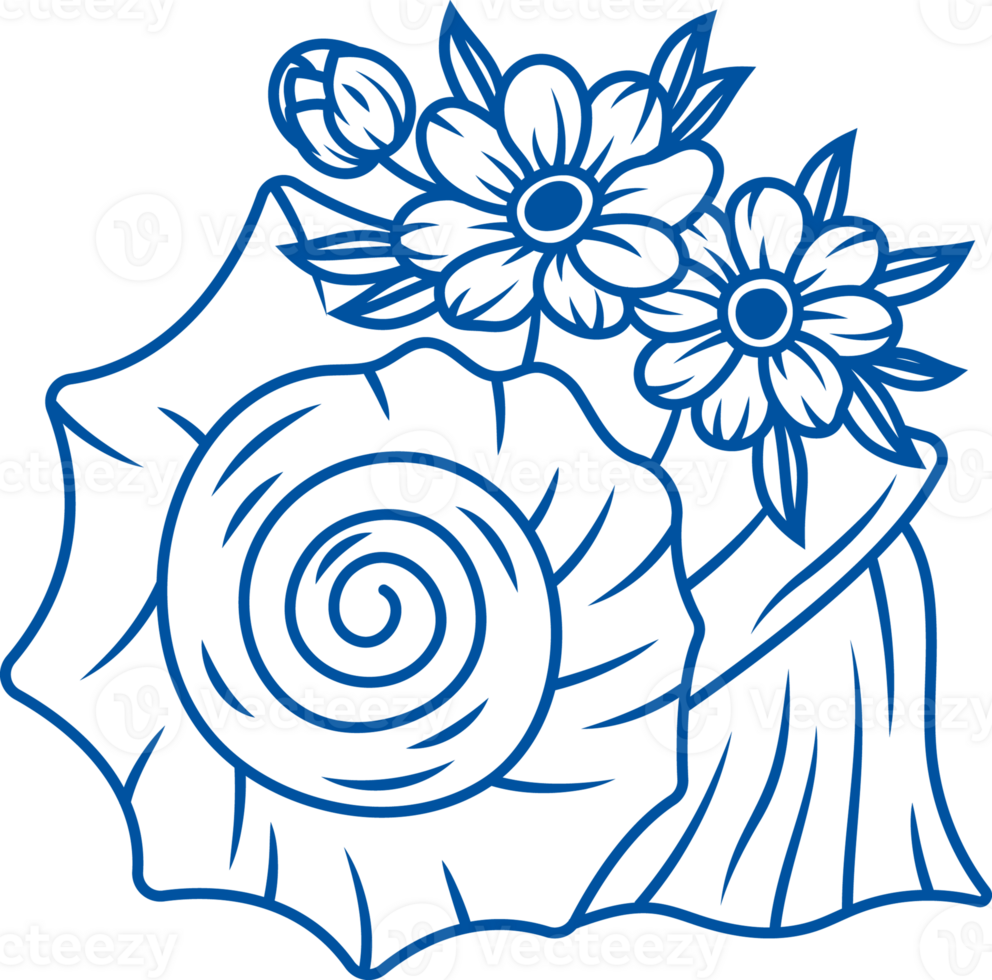 Seashell swirling into center for advertising design for resort with stunning beach. Hand drawn. png