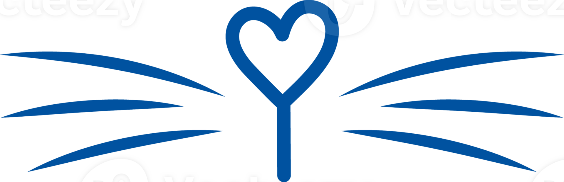Cat face with cute heart-shaped nose and long whiskers for design talismans and amulets. Hand drawn png