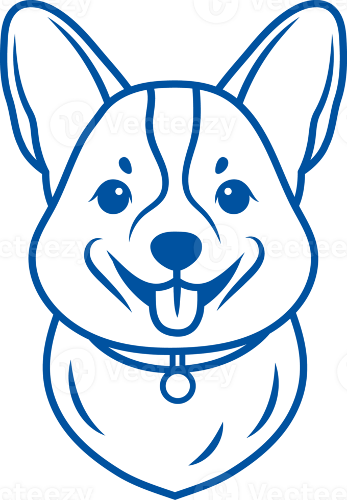 Small puppy or dog with big ears looks at screen with happy emotions. Hand drawn. png
