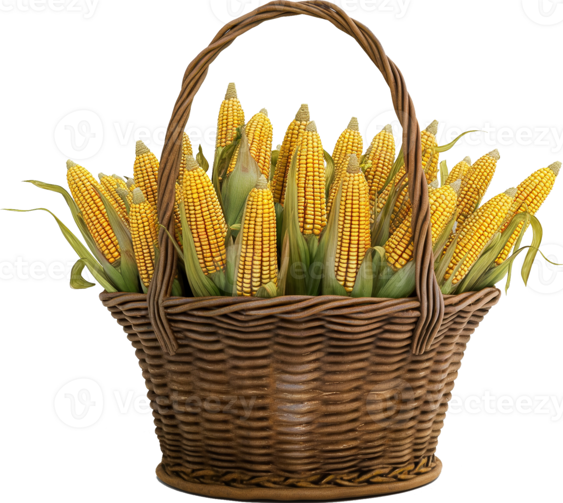 Maize Clipart - Corn isolated - Bunch of corn in a basket illustration png