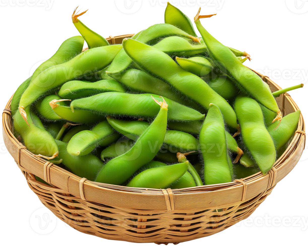 Edamame vegetable isolated - Fresh Edamame in a basket illustration png