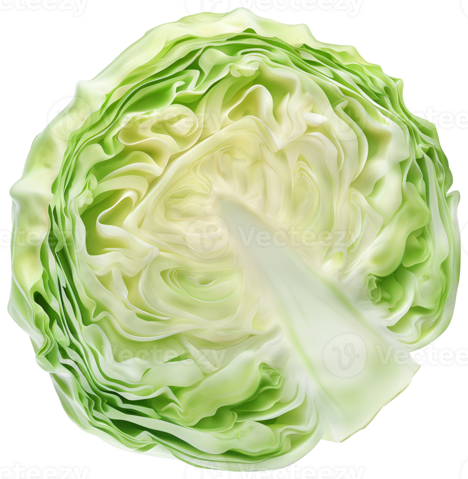 Cabbage Vegetable isolated - Half cut cabbage vegetable illustration png