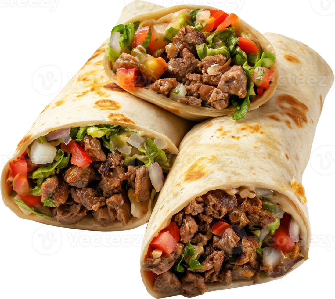 Burrito Food isolated - Delicious Carne asada burrito food illustration png