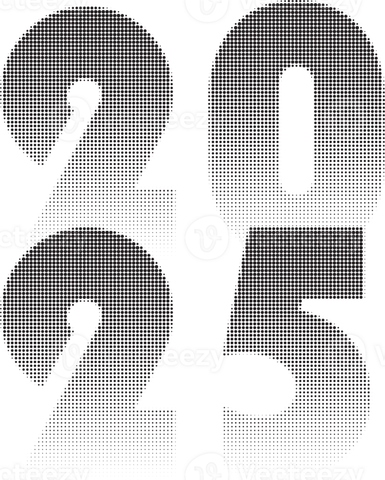 2025 numbers with halftone dot texture png