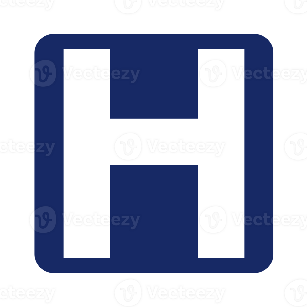 Hospital sign, Medical, healthcare, H symbol, Road sign png