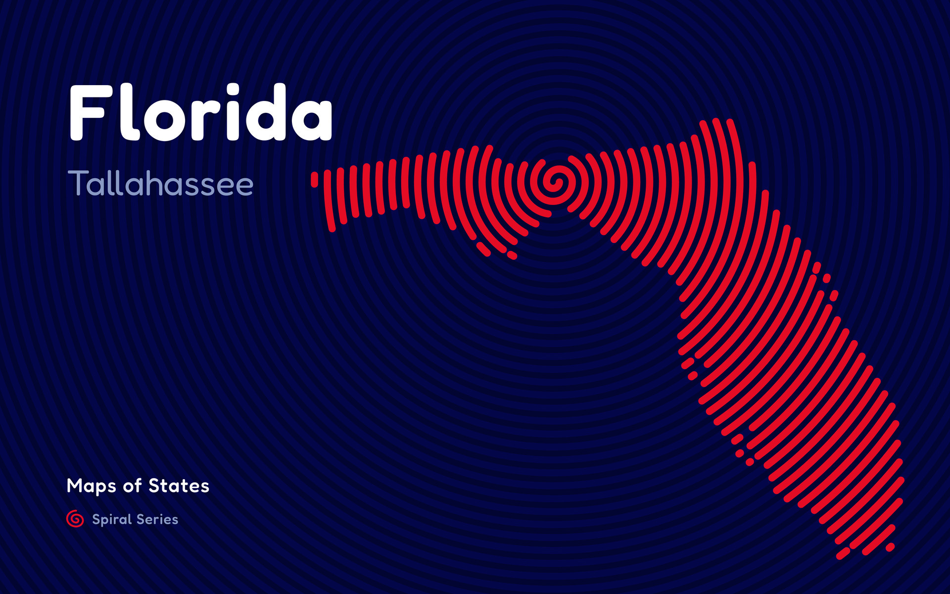 Florida Map In Spiral Formation Tallahassee Takes Center Stage Florida Map In Spiral Formation Tallahassee Takes Center Stage Fingerprint And Stripes Pattern American States Maps Vector