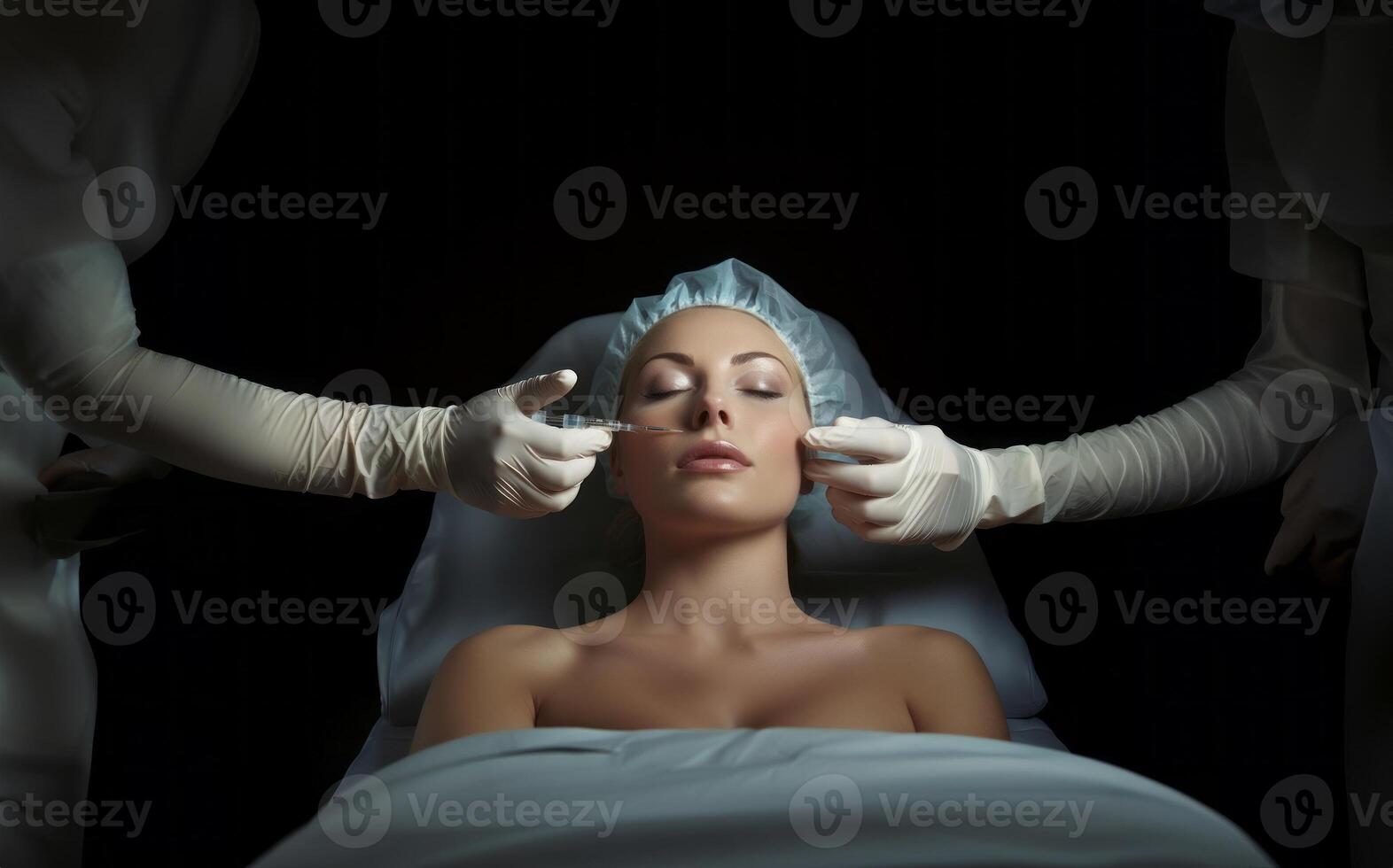 Woman undergoes botox therapy for a youthful and rejuvenated appearance, embracing non-surgical cosmetic enhancement. photo