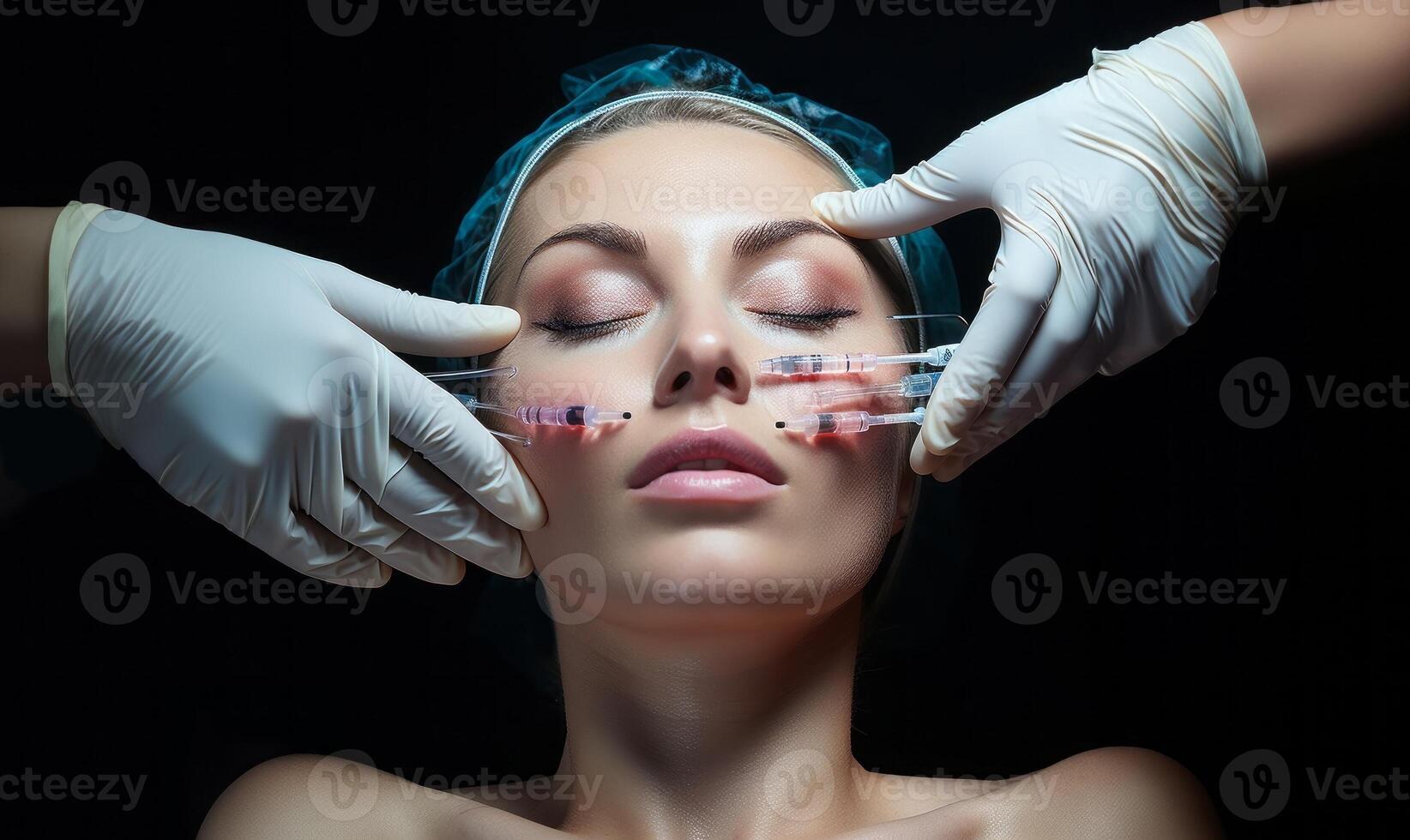 Woman undergoes botox therapy for a youthful and rejuvenated appearance, embracing non-surgical cosmetic enhancement. photo