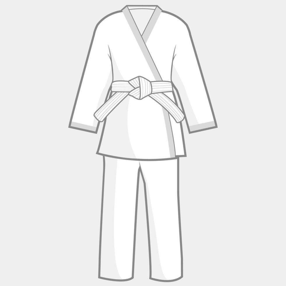 Martial arts uniform. Karate, Taekwondo, judo, jujitsu, kickboxing, or kung fu exercise outfit suit. vector