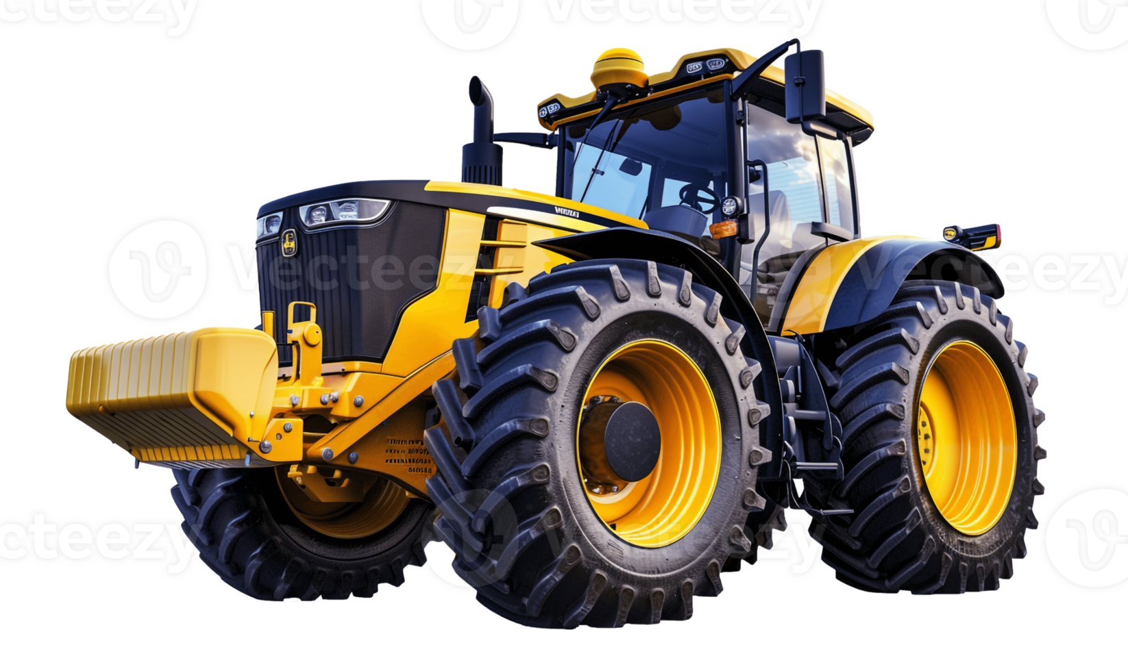 Big Powerful Agricultural Tractor Isolated on Transparent Background, . png
