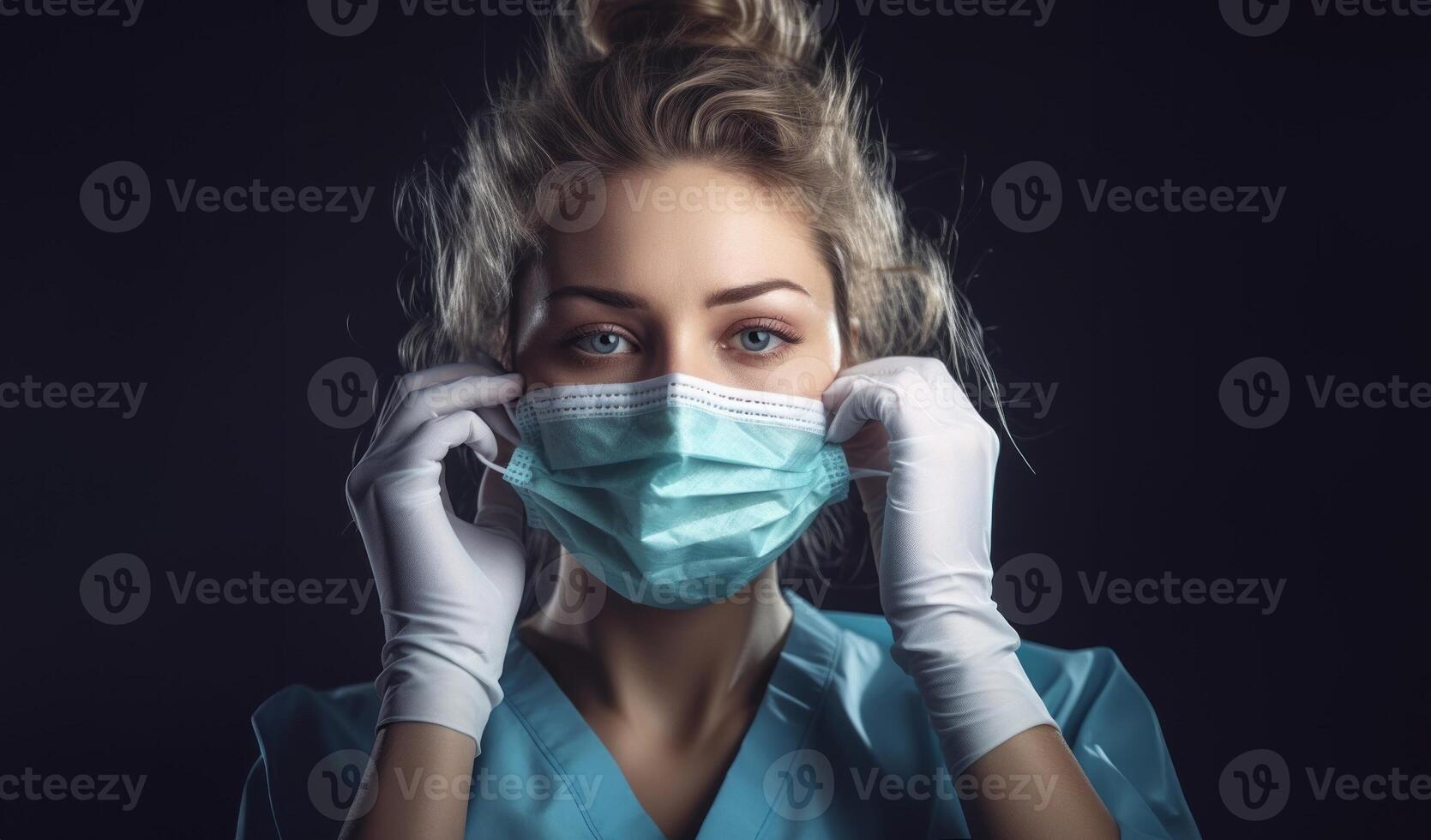 A weary doctor, adorned with a medical mask, reflects the exhaustion from relentless healthcare challenges. photo