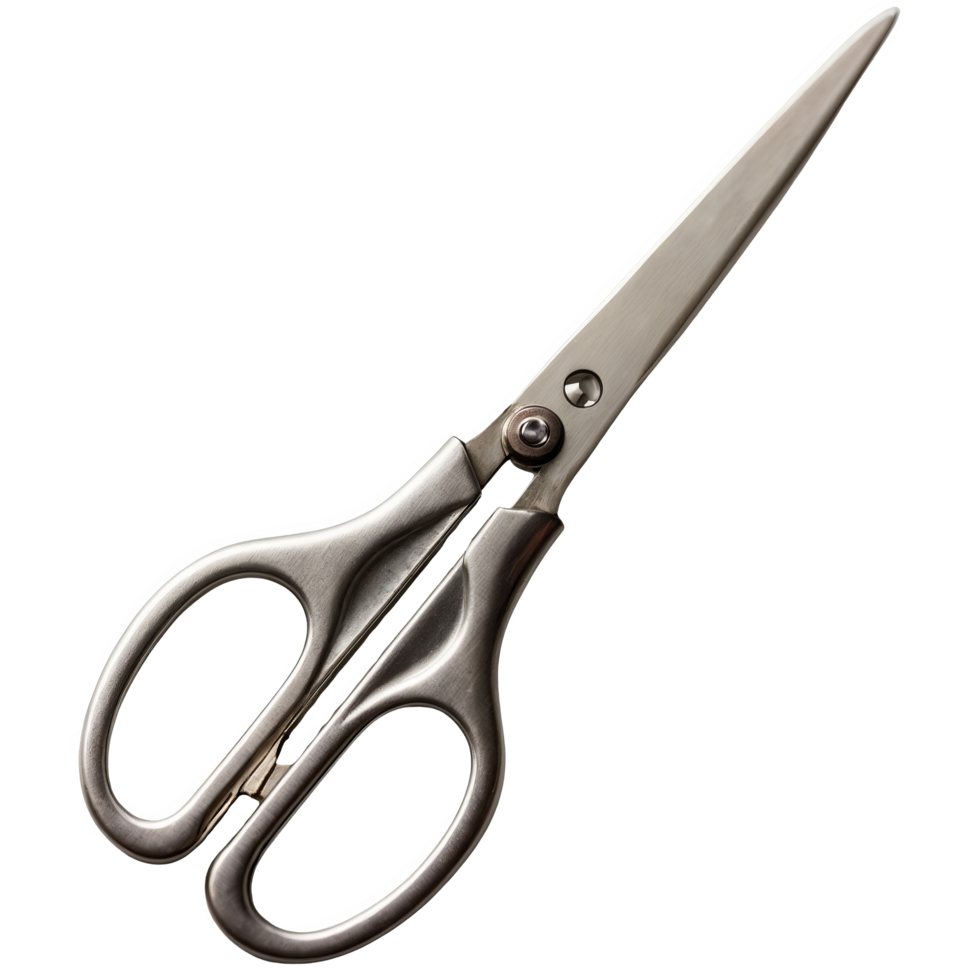 Silver Scissors with Open Blades and Ergonomic Handles png