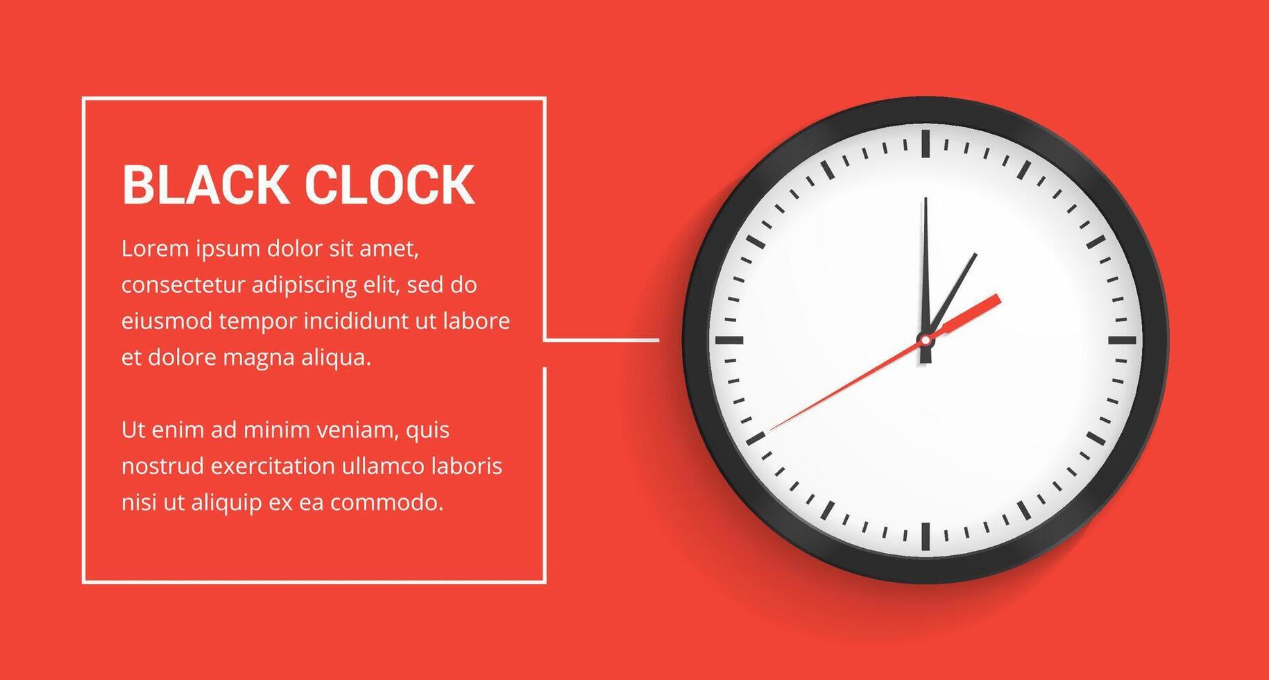 Black Clock on Red Background vector