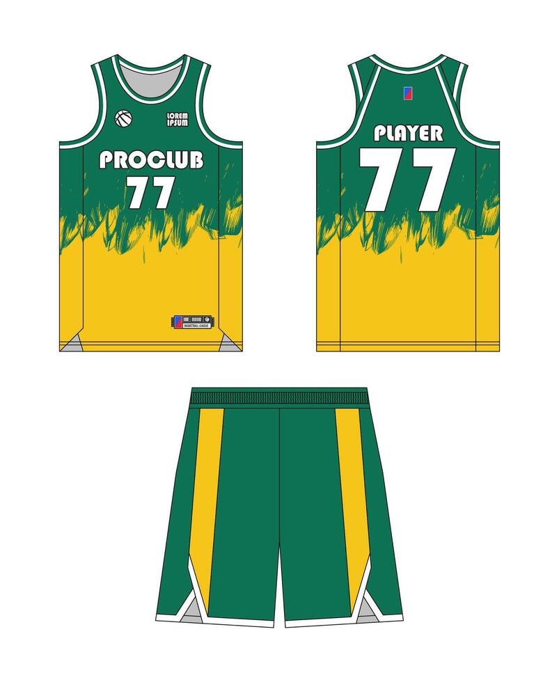 Basketball jersey template design. Basketball uniform mockup design. Tank top sport sublimation apparel design. vector