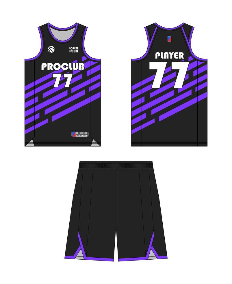 Jersey basketball concept design. Uniform club basketball front and back view. vector