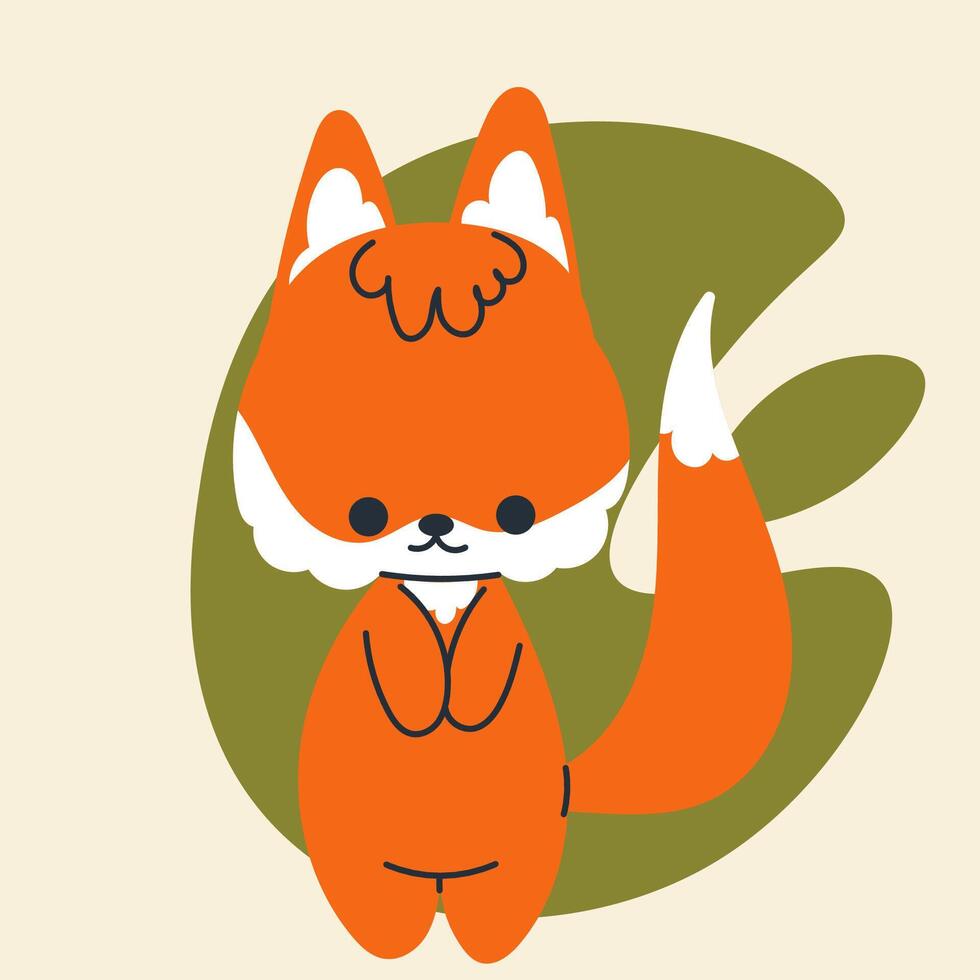 Cute kawaii fox in cartoon, flat, doodle, simple style. Design element for posters, postcards, greeting cards, wallpapers, children's clothes, fabrics, t-shirts, logos, cover vector