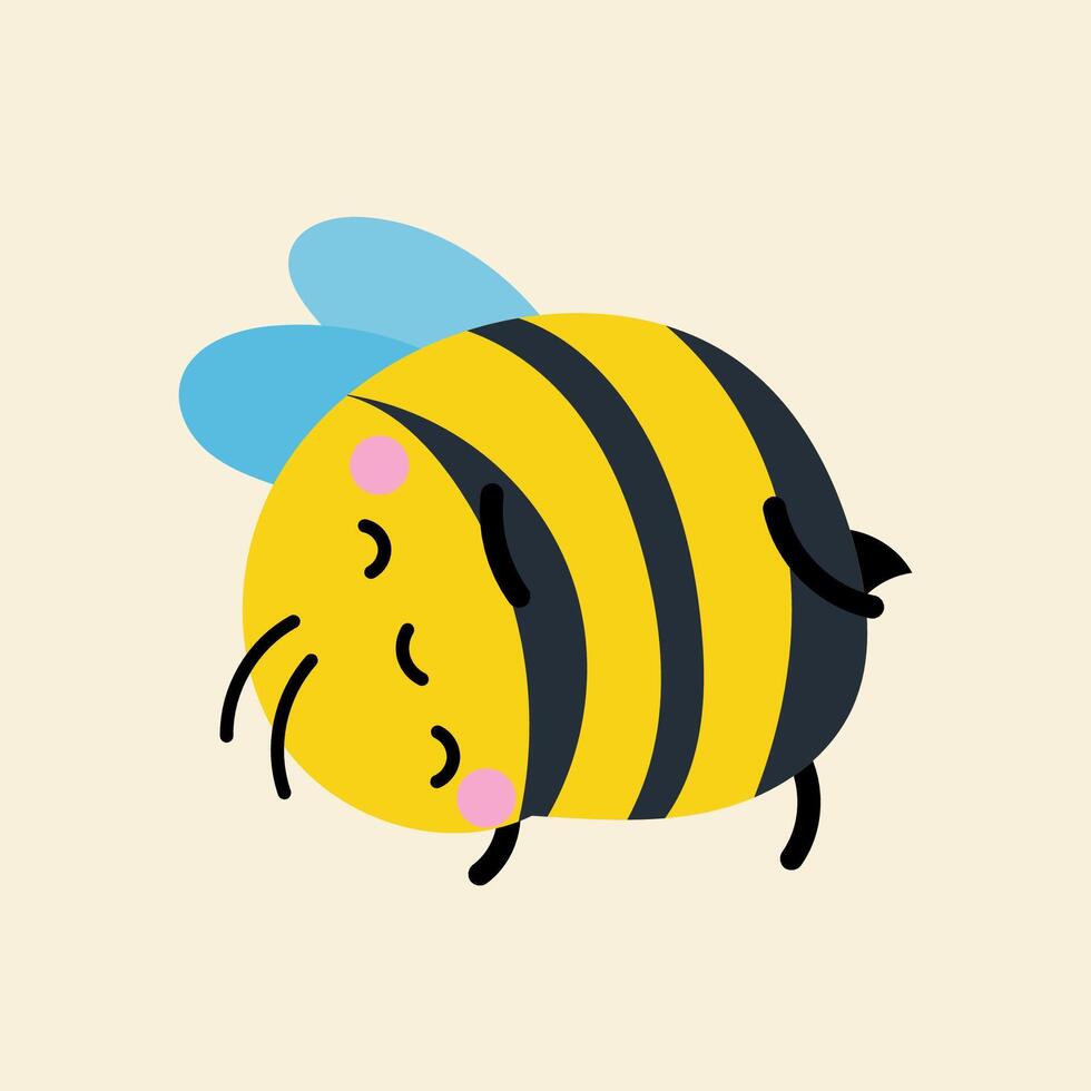 Cute kawaii bee in cartoon, flat, doodle, simple style. Design element for posters, postcards, greeting cards, wallpapers, children's clothes, fabrics, t-shirts, logos vector