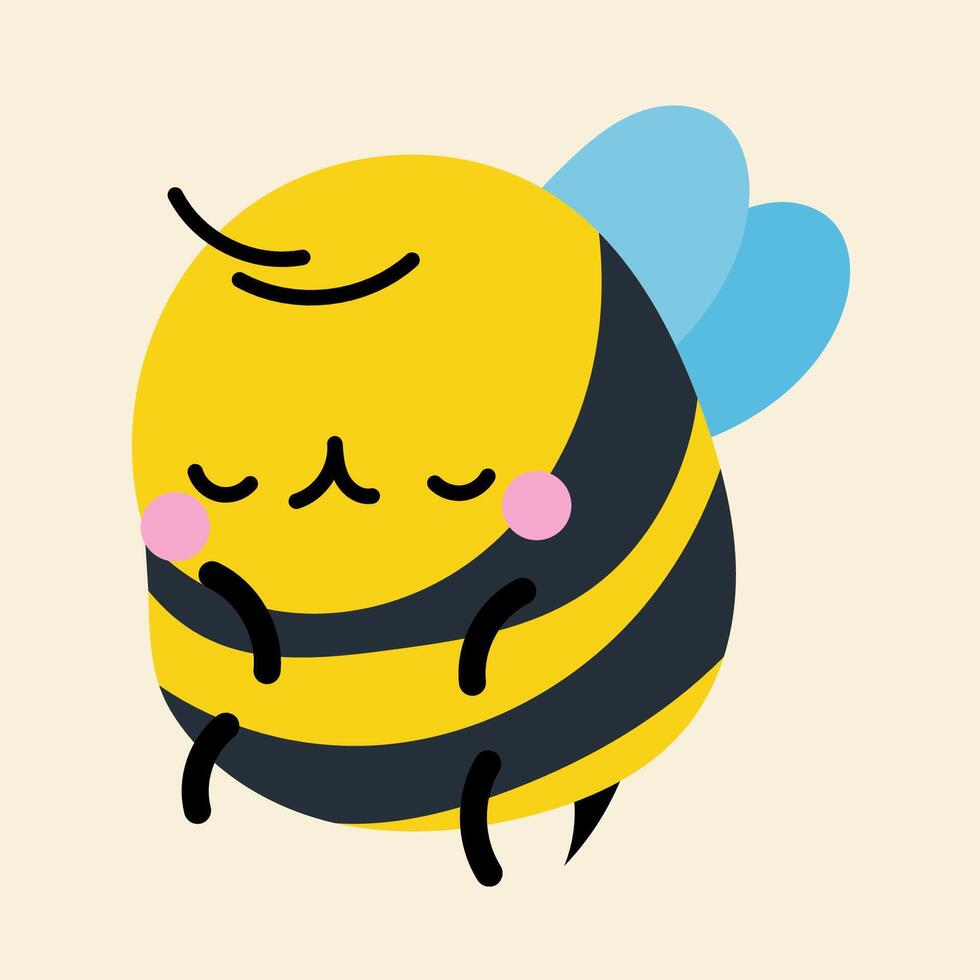 Cute kawaii bee in cartoon, flat, doodle, simple style. Design element for posters, postcards, greeting cards, wallpapers, children's clothes, fabrics, t-shirts, logos vector