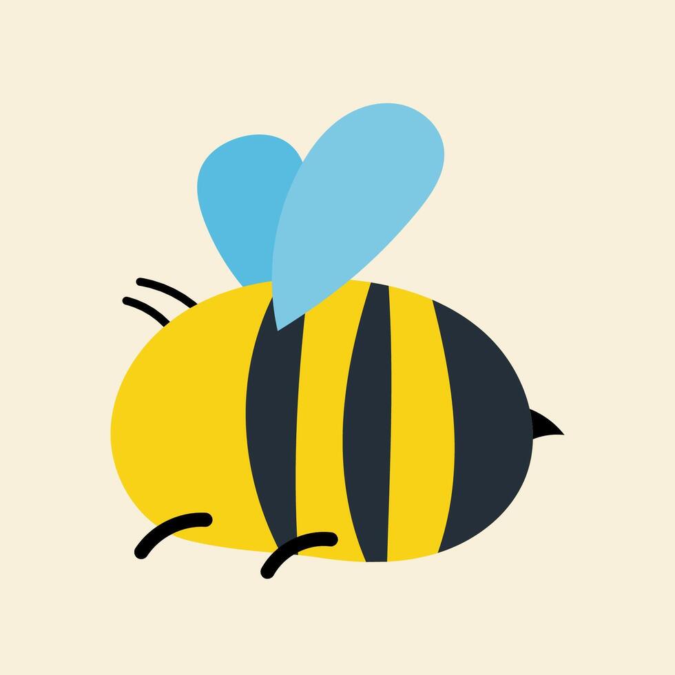 Cute kawaii bee in cartoon, flat, doodle, simple style. Design element for posters, postcards, greeting cards, wallpapers, children's clothes, fabrics, t-shirts, logos vector