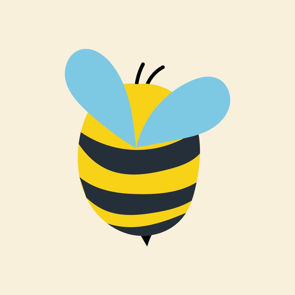 Cute kawaii bee in cartoon, flat, doodle, simple style. Design element for posters, postcards, greeting cards, wallpapers, children's clothes, fabrics, t-shirts, logos vector