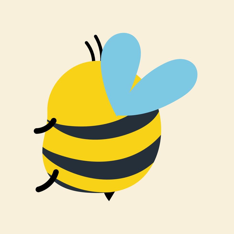 Cute kawaii bee in cartoon, flat, doodle, simple style. Design element for posters, postcards, greeting cards, wallpapers, children's clothes, fabrics, t-shirts, logos vector