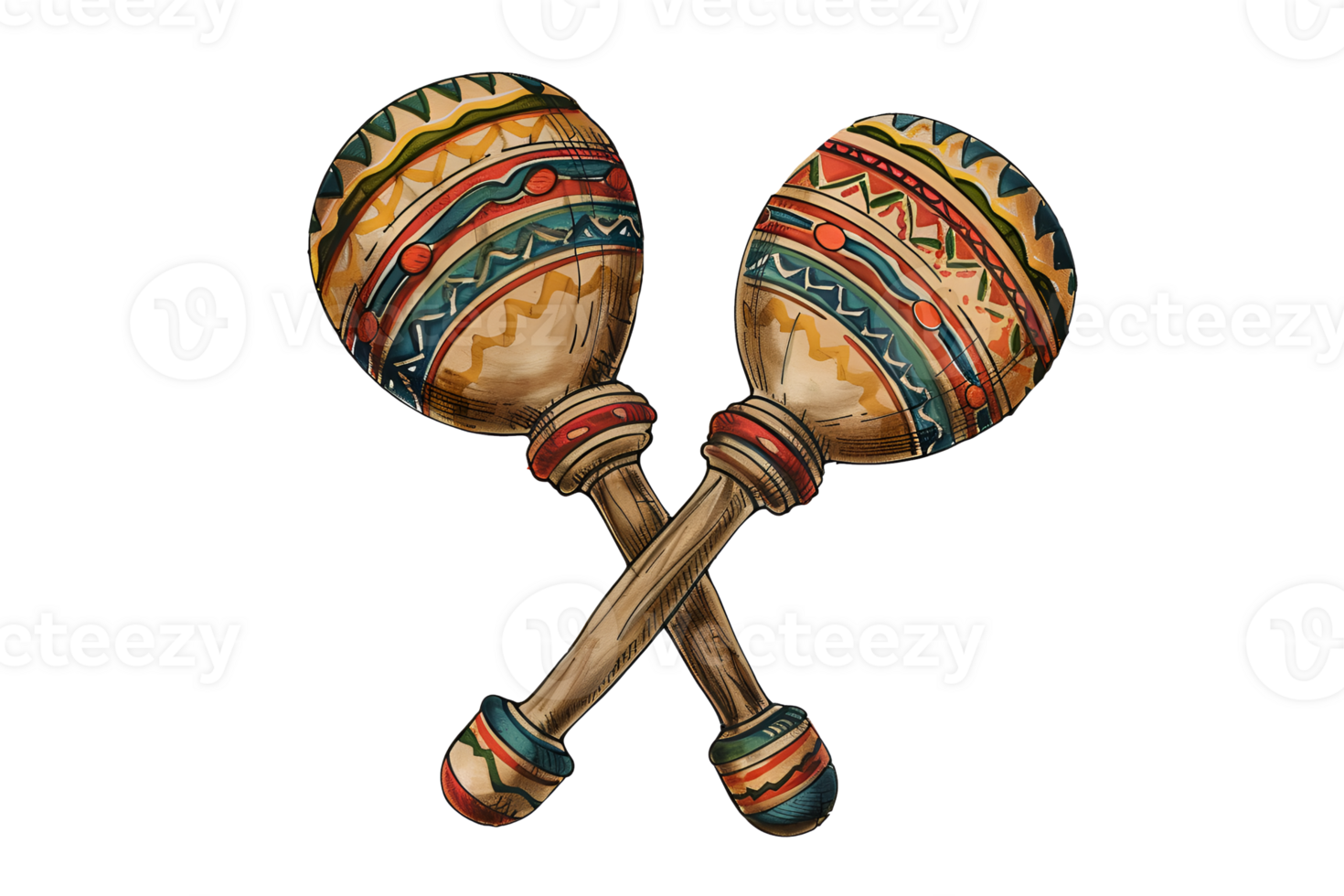 two wooden drums illustration in vintage style png