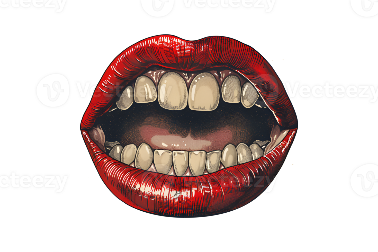 A red mouth with a white tongue and teeth png