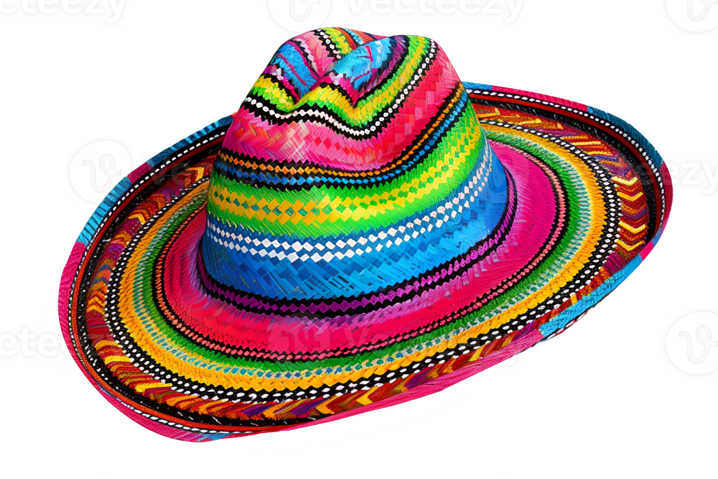 A colorful hat with a wide brim and a colorful band png