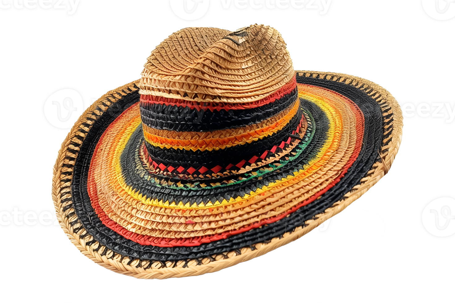 A colorful hat with a black band and a yellow band png