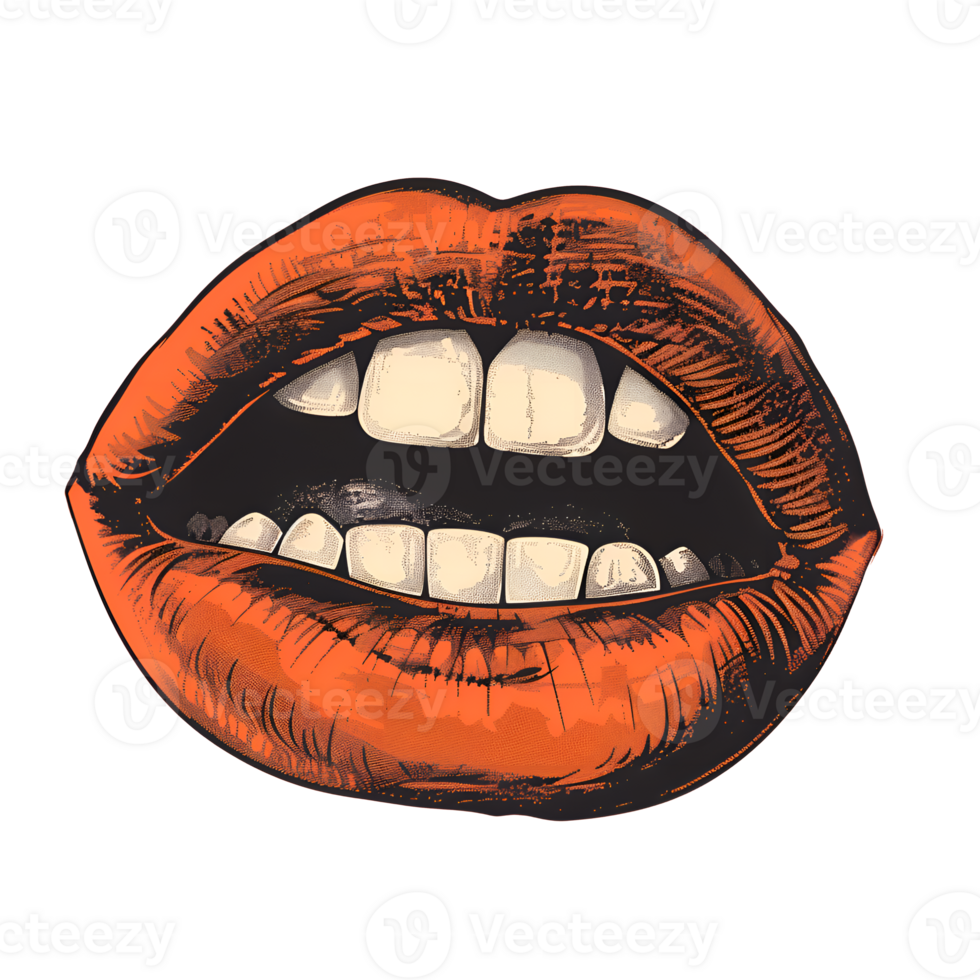 A red mouth with a white tongue and teeth png