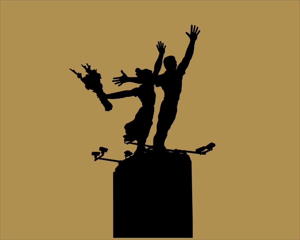 silhouette of the welcome statue at the HI roundabout in Jakarta, Indonesia vector