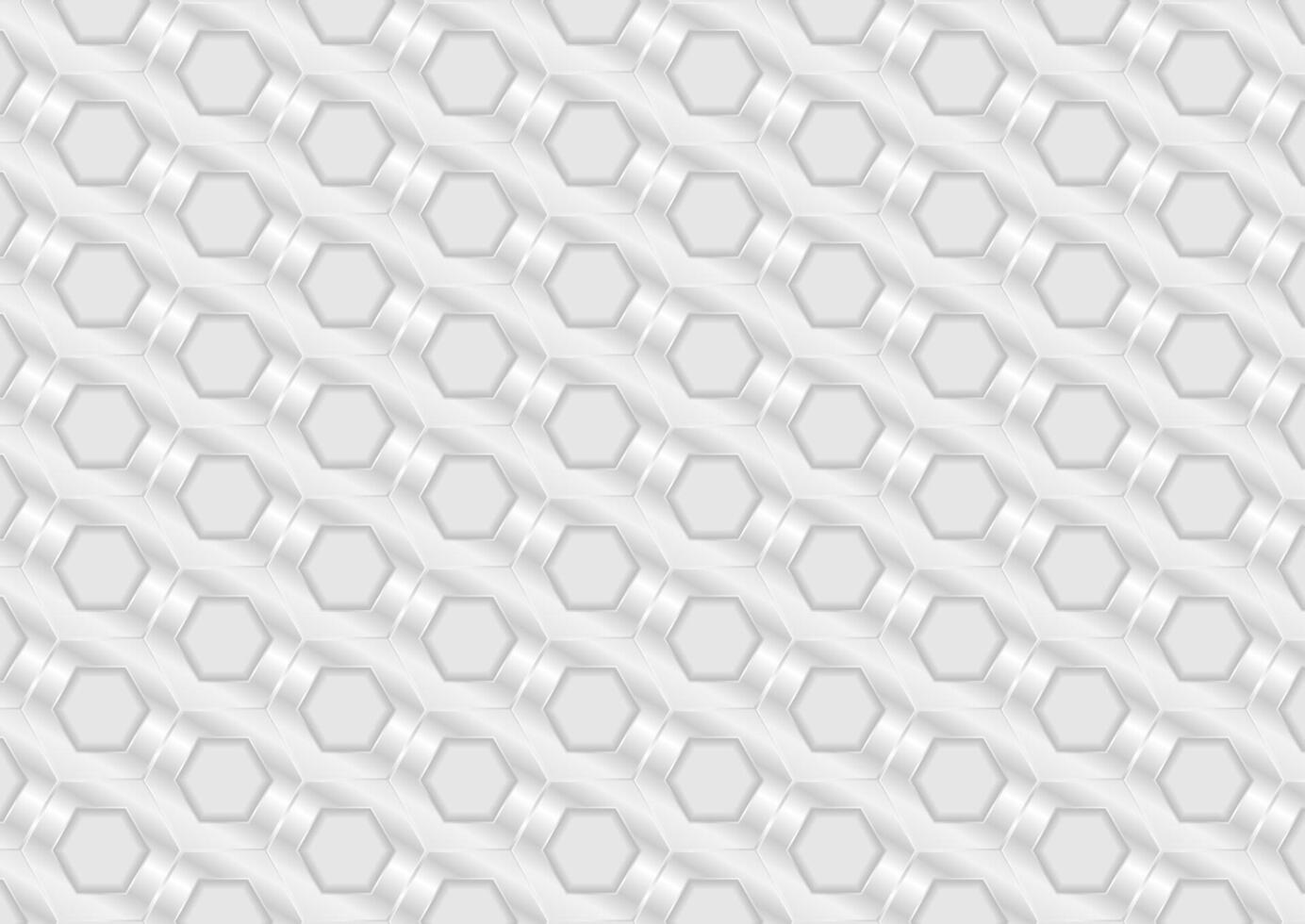 White grey hexagons abstract geometric pattern vector