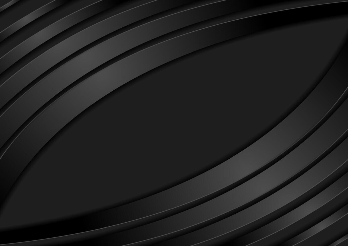 Black glossy waves abstract corporate geometric background vector