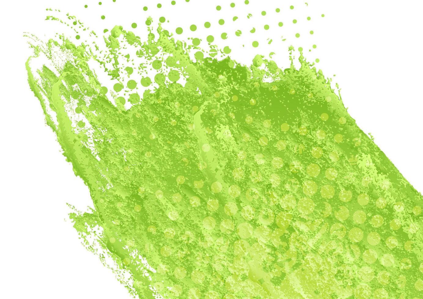 Bright green abstract grunge blot and halftones background vector