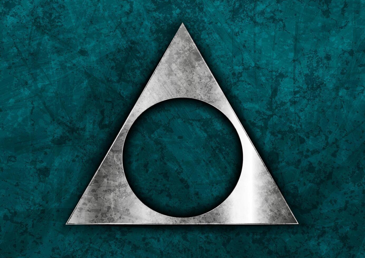 Metallic geometric polygonal shape on blue grunge background vector