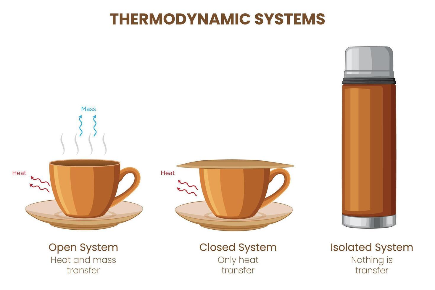 Thermodynamic Systems Energy Exchanges and Transformations Explained vector