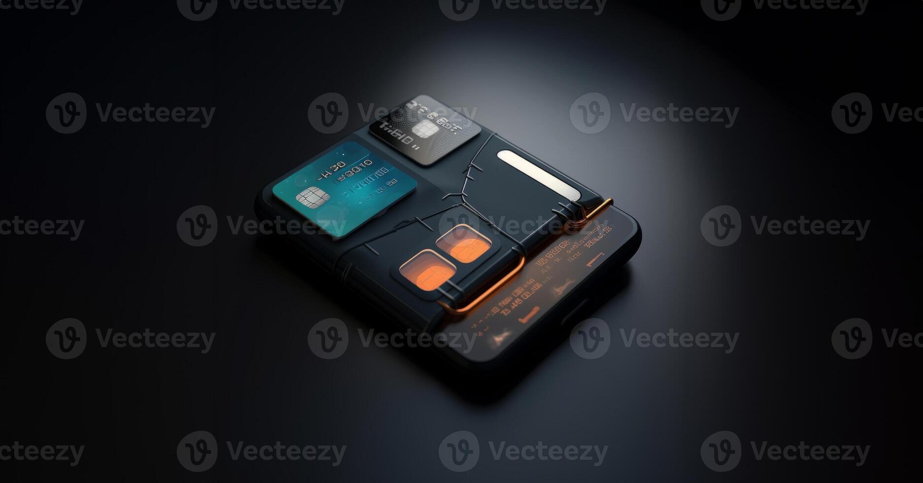 CloseUp of a Wallet with Payment Cards.Generated image photo
