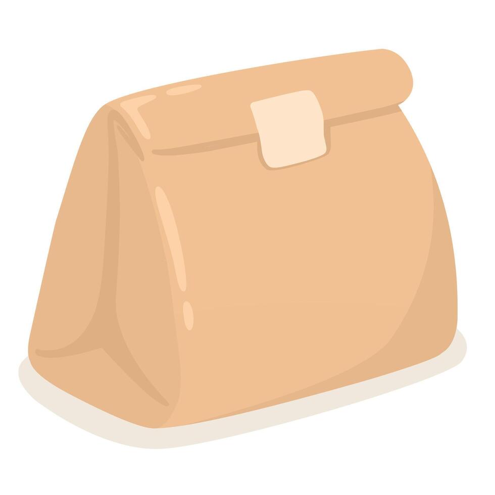 Lunch bag, craft lunch bag in flat style. vector