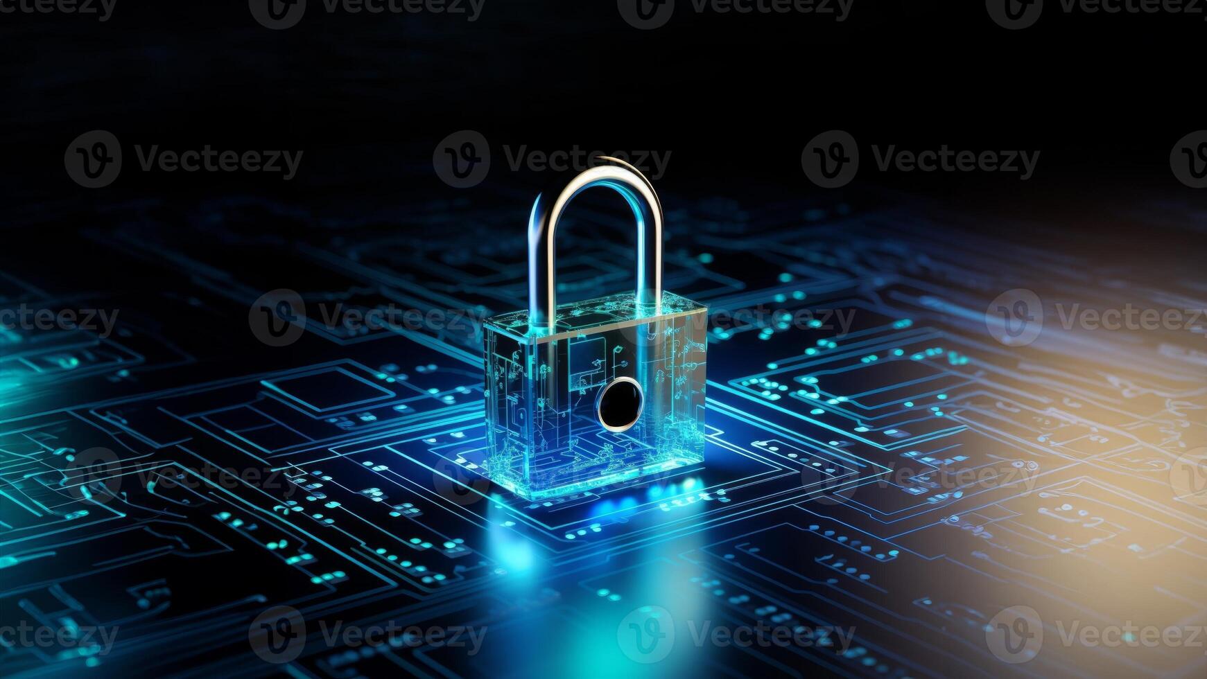 A modern depiction of cybersecurity and data privacy on the internet, illustrated by a conceptual image featuring digital locks safeguarding business and financial data, emphasizing the photo