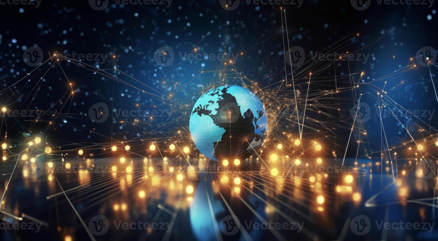 In the realm of financial concepts, an image captures the essence of a digital internet network with a global connection, highlighting the convenience of online payment through a digital photo