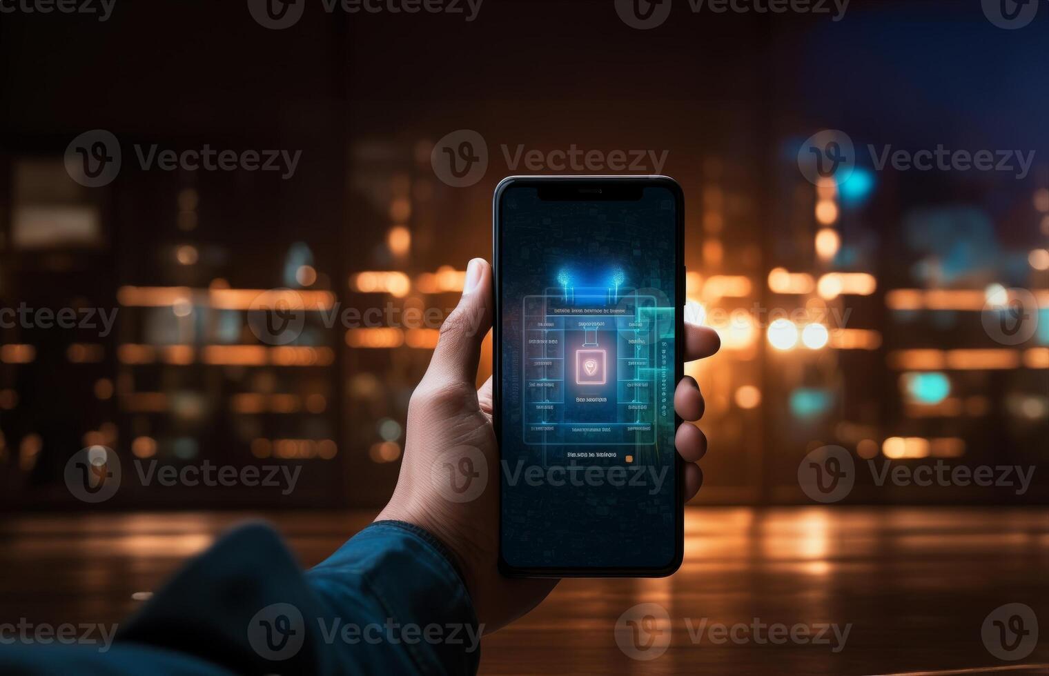 en un la seguridad cibernética contexto, manos sostener un teléfono inteligente mostrando un iniciar sesión pantalla con un nombre de usuario y contraseña, destacando el importancia de asegurando personal información y digital acceso foto
