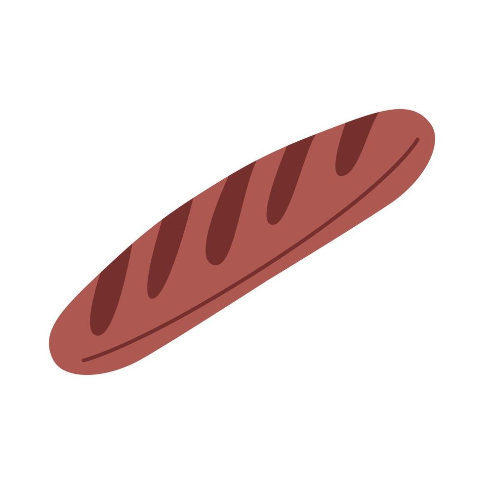 French baguette. Flat illustration isolated on white background. vector