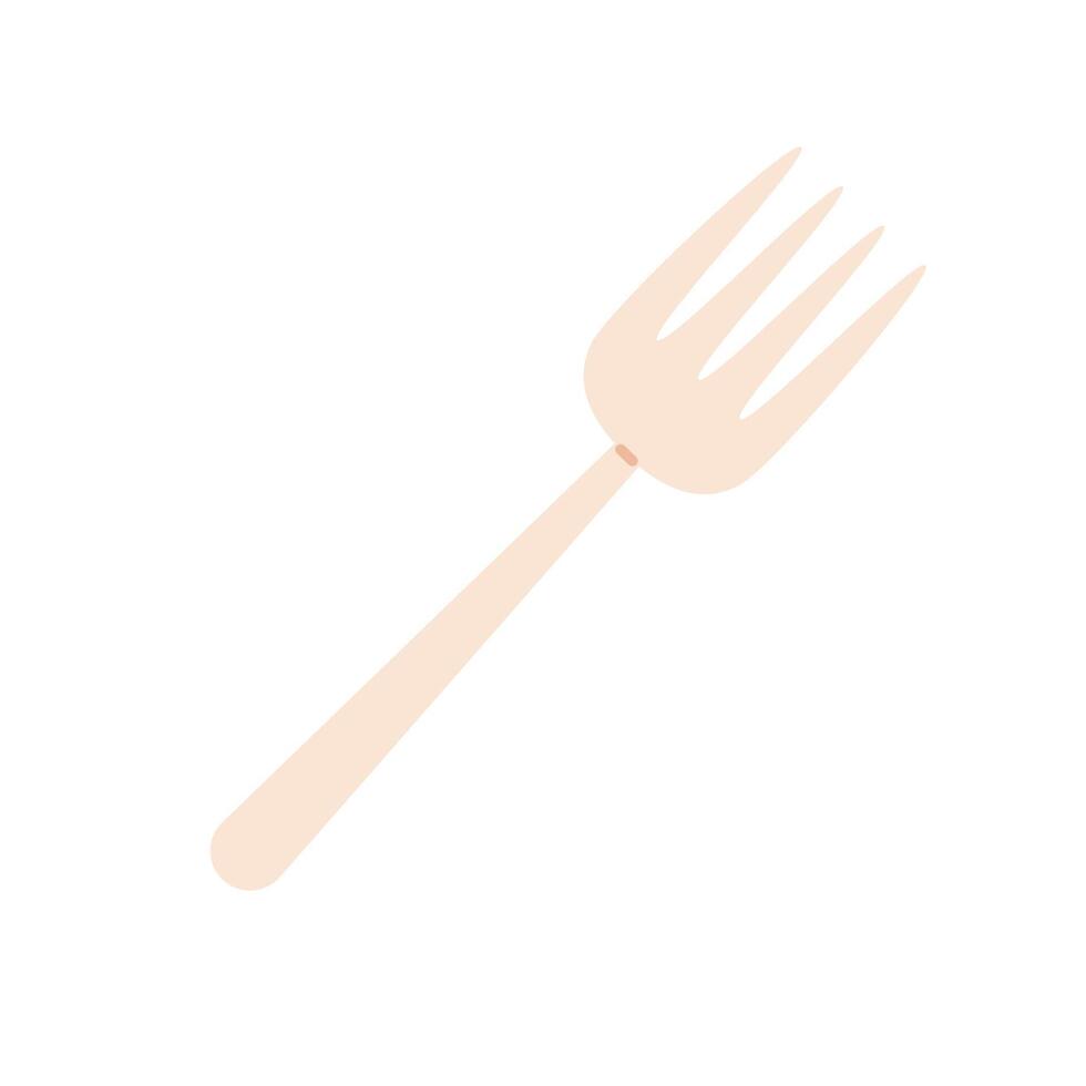 Fork flat single illustration. Disposable utensil, flatware waste. Flat illustration isolated on white background. vector