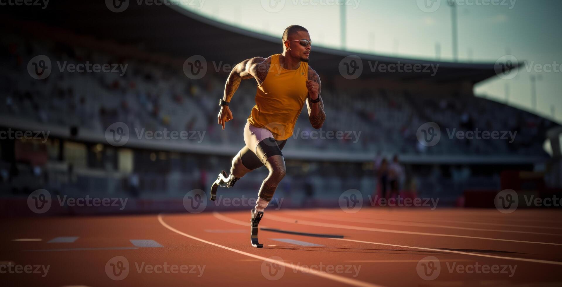 Individuals with Prosthetics Engaged in Sports Activities such as Cycling and Running..Generated image photo