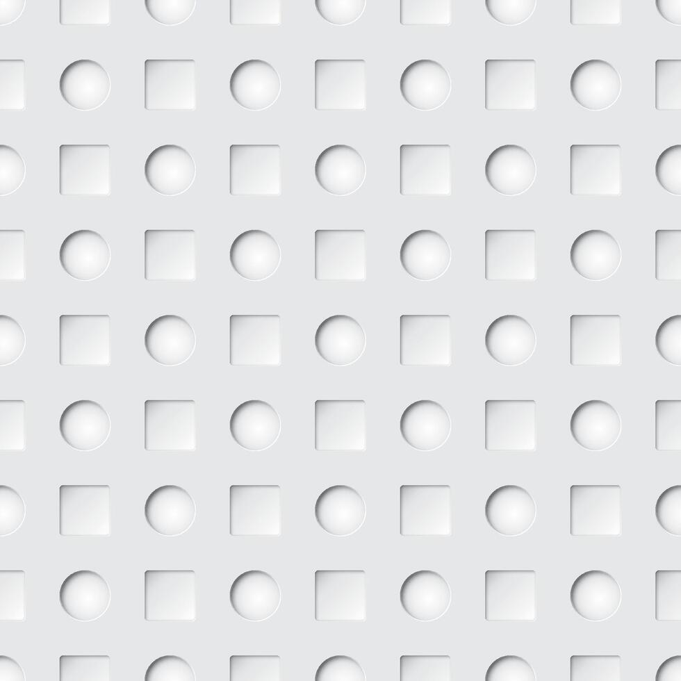 Square and circle groove seamless pattern paper cut style gray background graphic illustration. vector